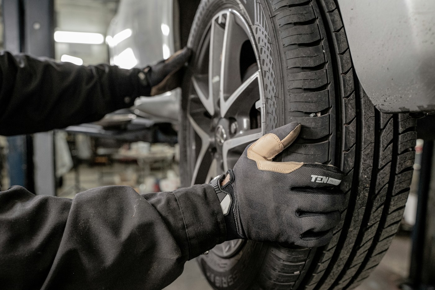 A Torque Hub technician fitting a tyre